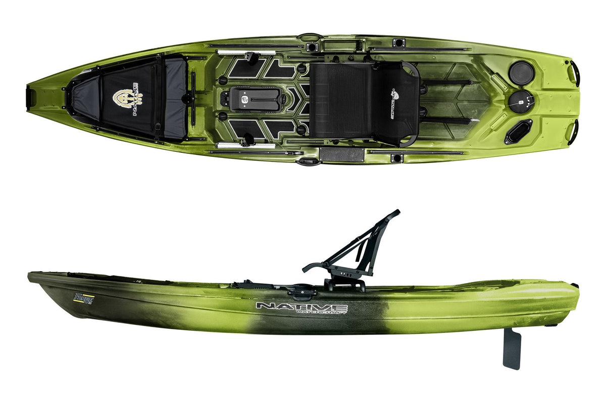Native Watercraft Forge 12 in Gator Green, base kayak shown without pedal drive or motor