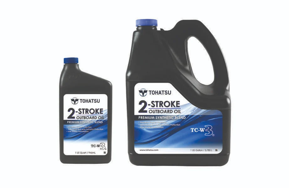 Tohatsu Premium TC-W3 2-stroke oil; this listing is for quart bottles sold by the case, part 332723081M