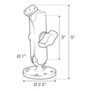 Ram Double Ball Drill-Down Mount with Diamond Place- Medium