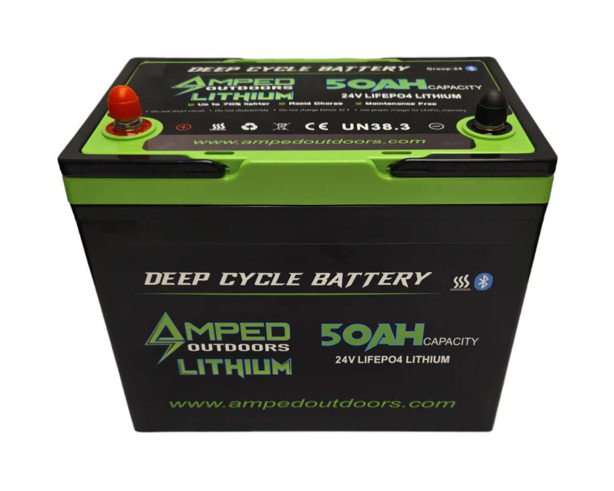 24V 50Ah Trolling Motor Lithium Battery (LiFePO4) - Bluetooth - Heated Charger included