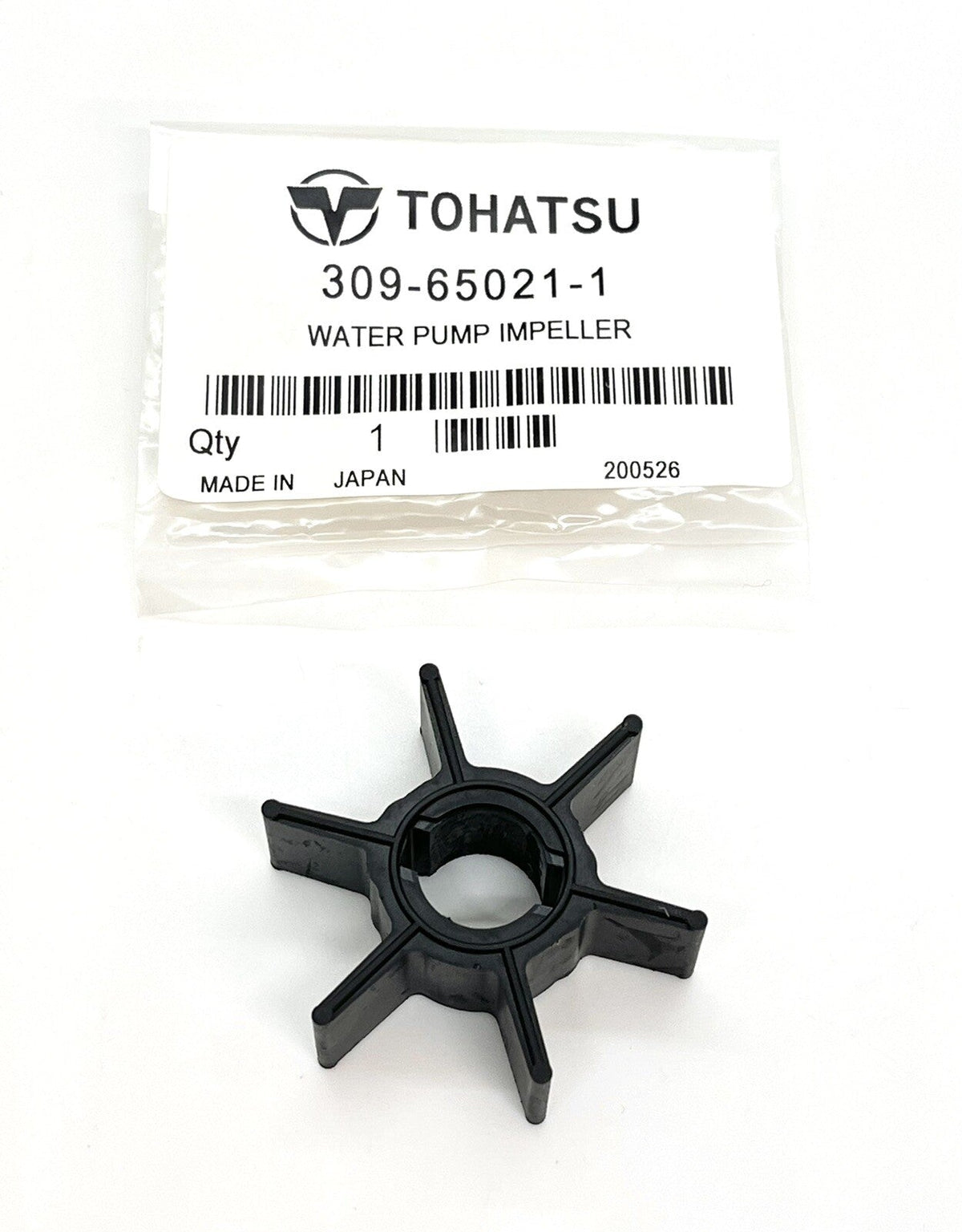 Genuine Tohatsu water pump impeller, part 309650211M, for 2.5 and 3.5 HP 2-stroke outboards