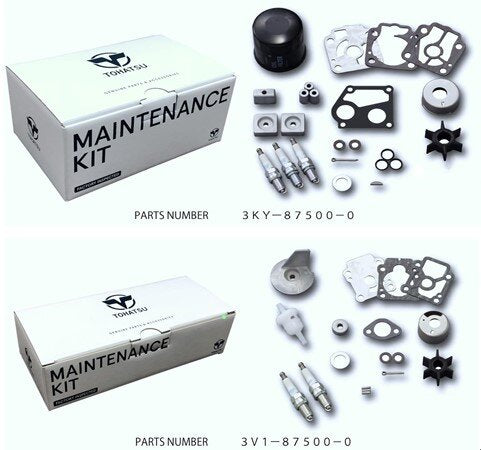 Genuine Tohatsu maintenance kit for MFS8/9.8A3 and B outboards, part 3V1875000M; exact contents vary by part number