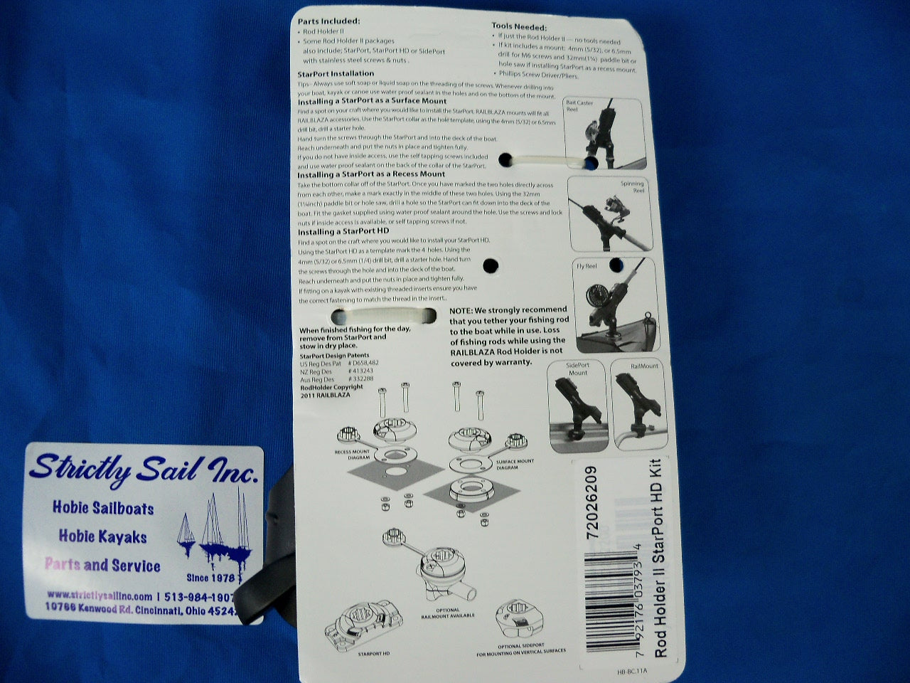 Hobie Rod Holder II with Mounting Plate, Item #72026209